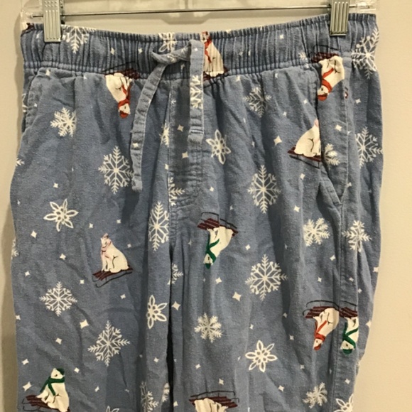 Old Navy Unisex Size Small Flannel Snowman Blue Pajama Pants Winter Bears Sleigh - Picture 2 of 7